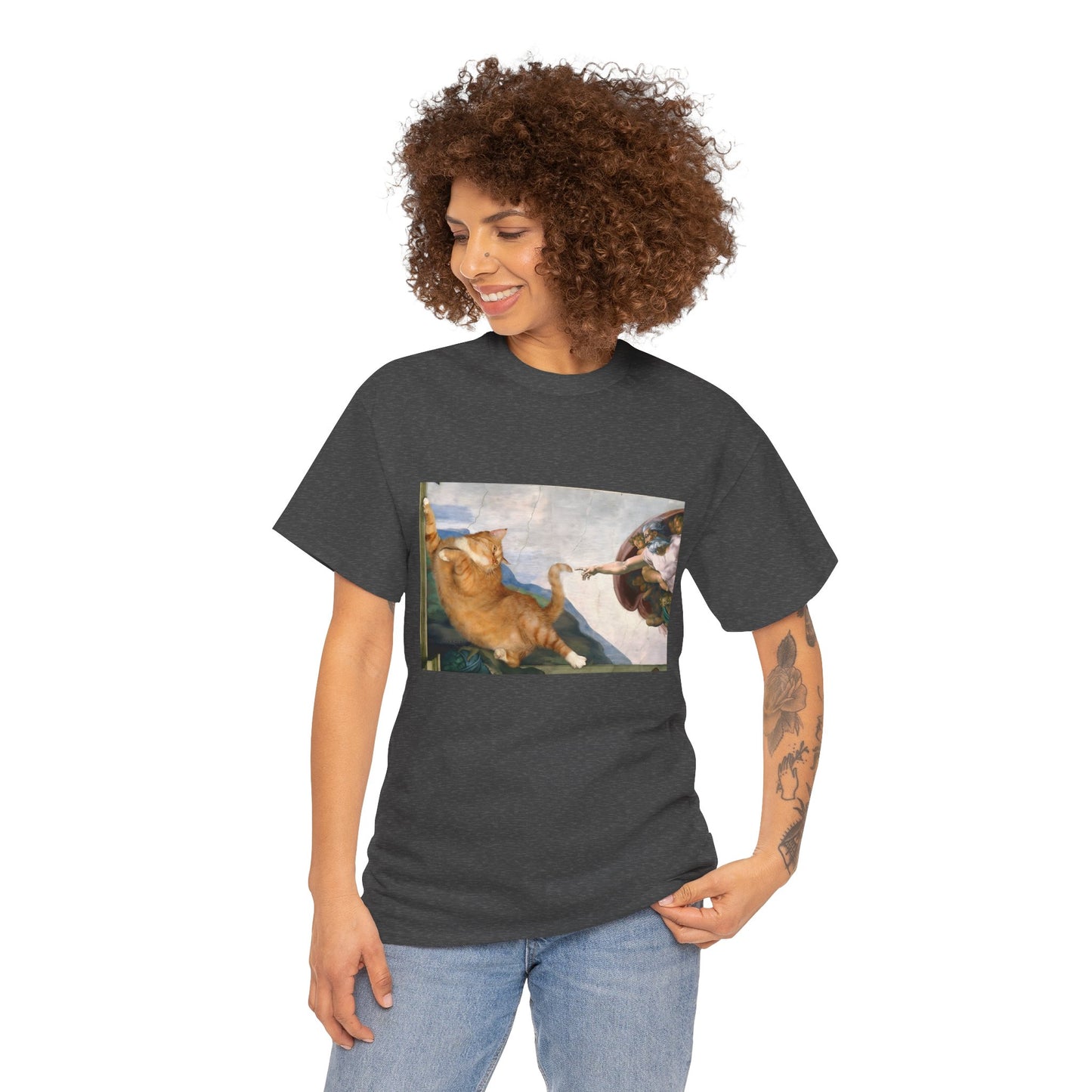 The Creation of Catdam T-Shirt Funny Renaissance Cat Tee