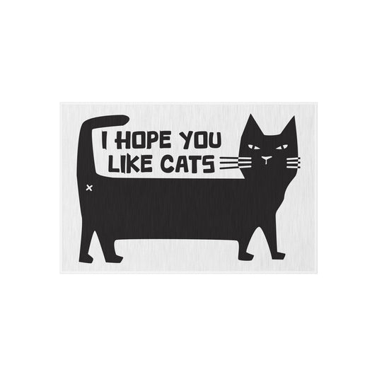 Hooked Rug, Folk Art Cat Deskmat, Primitive, Home Office Decor, Scandinavian Folk Art, Gifts For Cat Lovers, Window Cat Mat, Cat Window Bed,