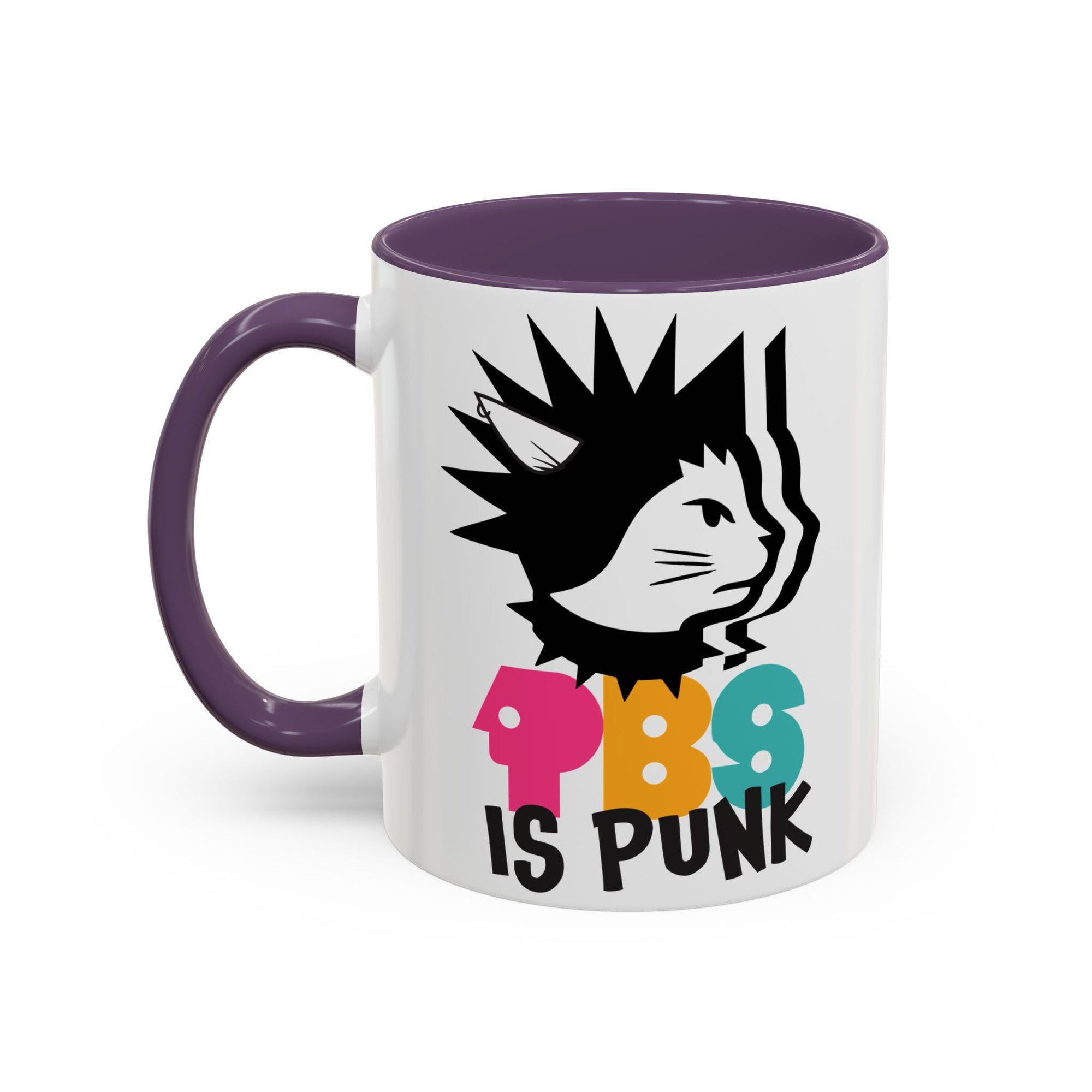 Mug with a graphic design and text on a white background