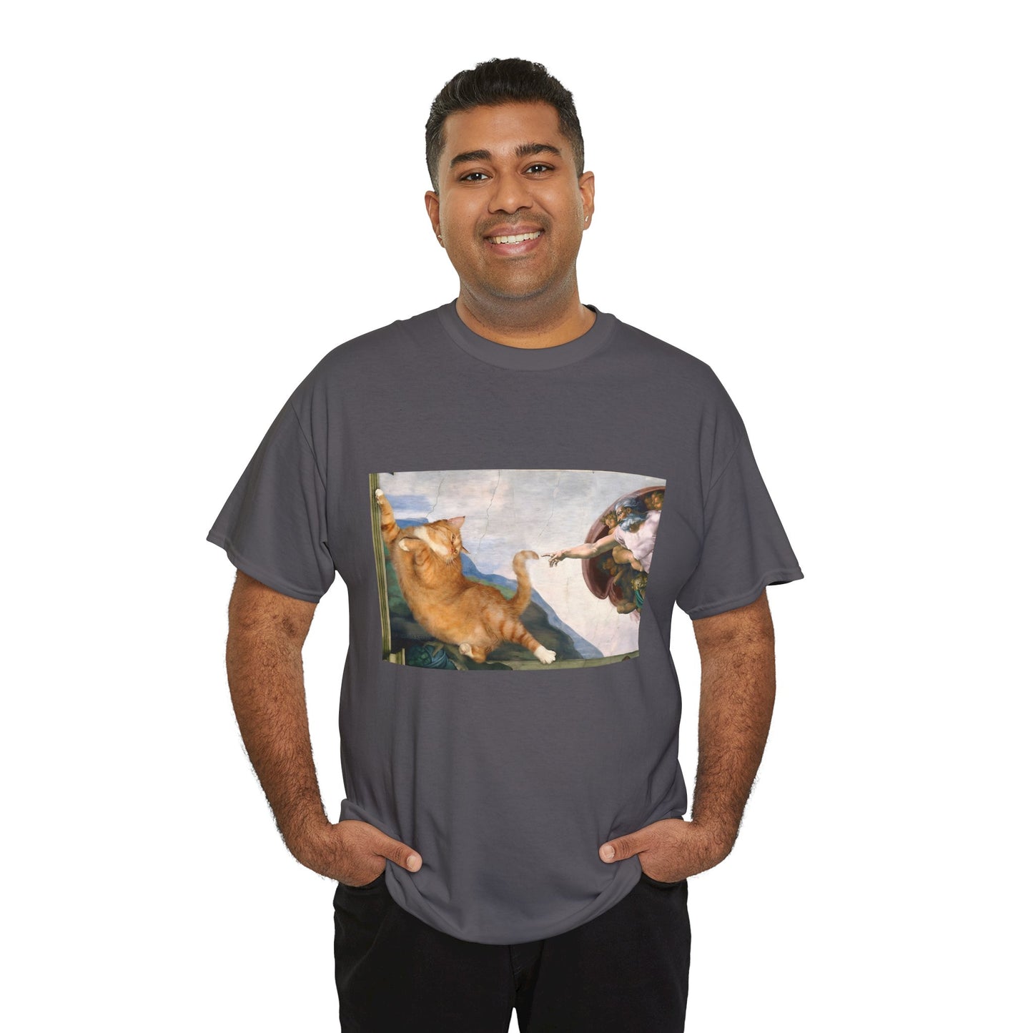 The Creation of Catdam T-Shirt Funny Renaissance Cat Tee