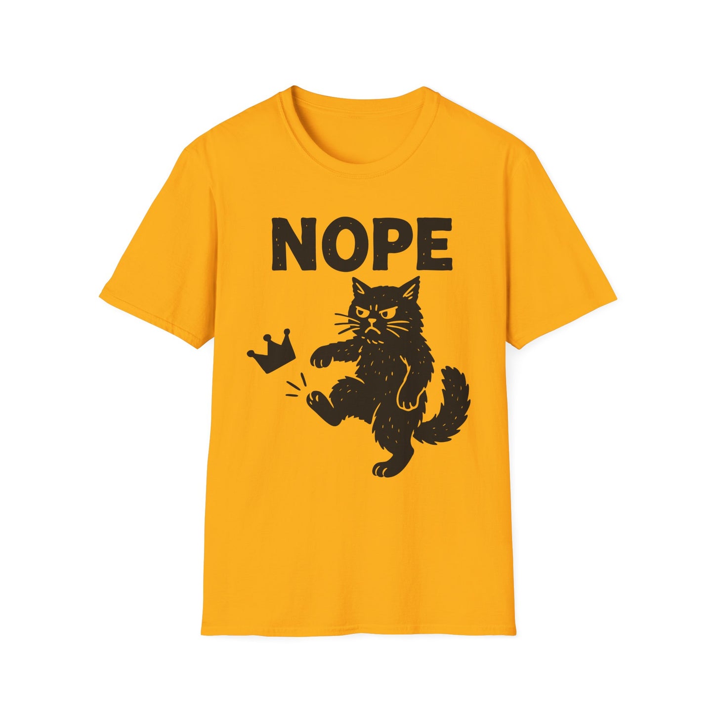 No Kings Cat Shirt Anti Royalty Protest Tee with  Cat Kicking Crown