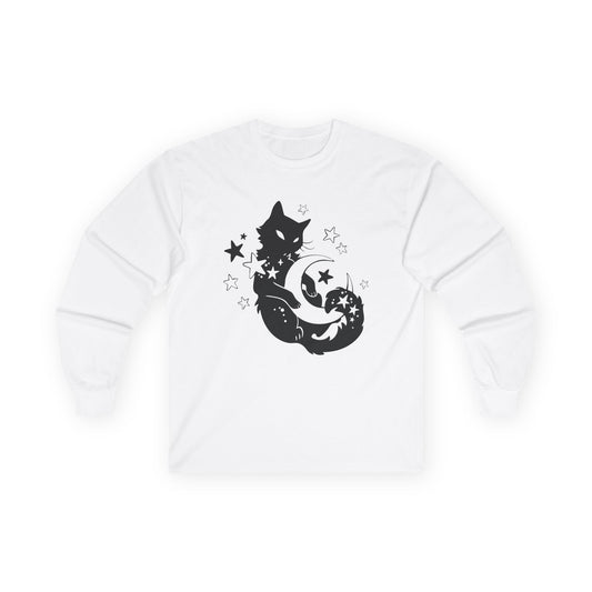 Moon Kitty Amongst the Stars Unisex Ultra Cotton Long Sleeve Tee