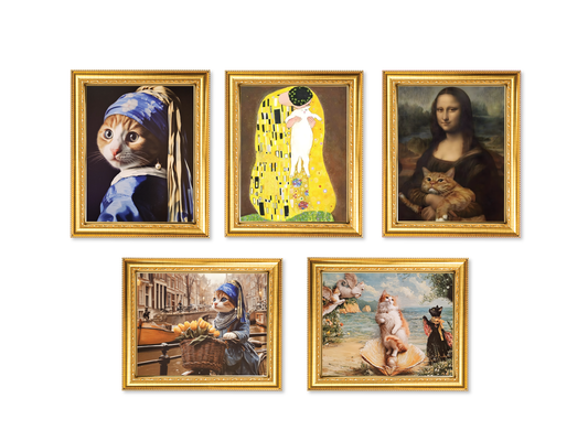 Cat Art Sticker Set – 3" Individual or Full Set, Classic Paintings Reimagined with Cats