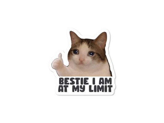 Bestie I am at My Limit Funny Cat 3" Sticker