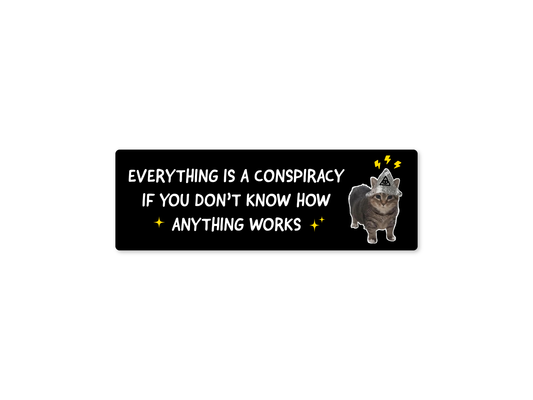 Everything is a Conspiracy Cat Funny Bumper Sticker