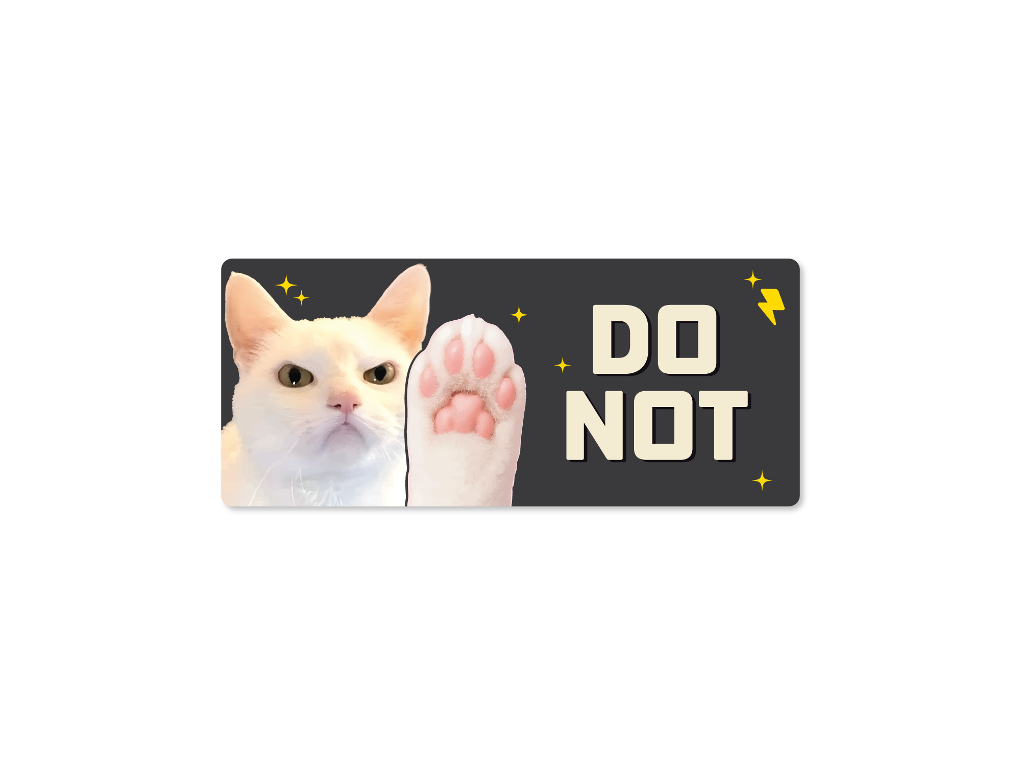 Cat paw print with 'DO NOT' text on a black background