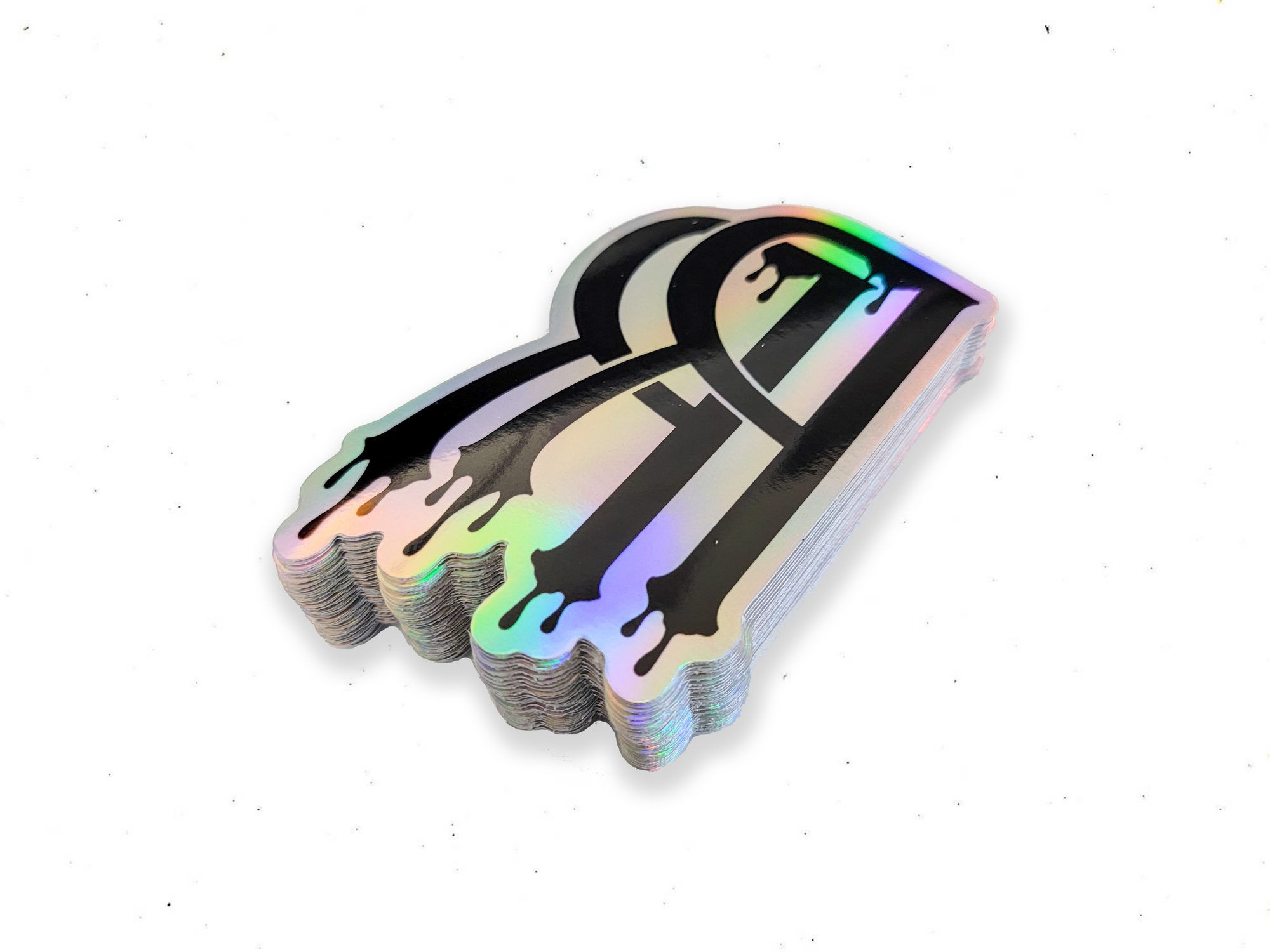 Holographic sticker with a unique design on a white background