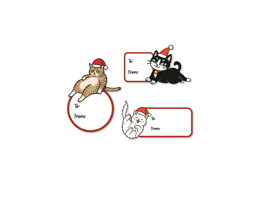 Christmas Cat Gift Labels Sticker Sheet