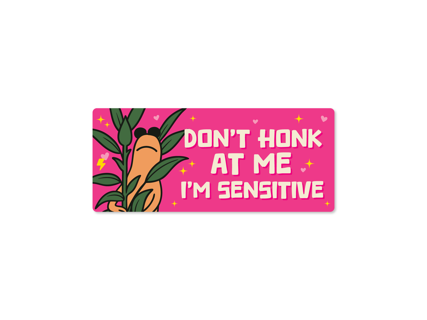 Marcus the Worm, Don't Honk at Me I'm Sensitive 7" Bumper Sticker or Magnet