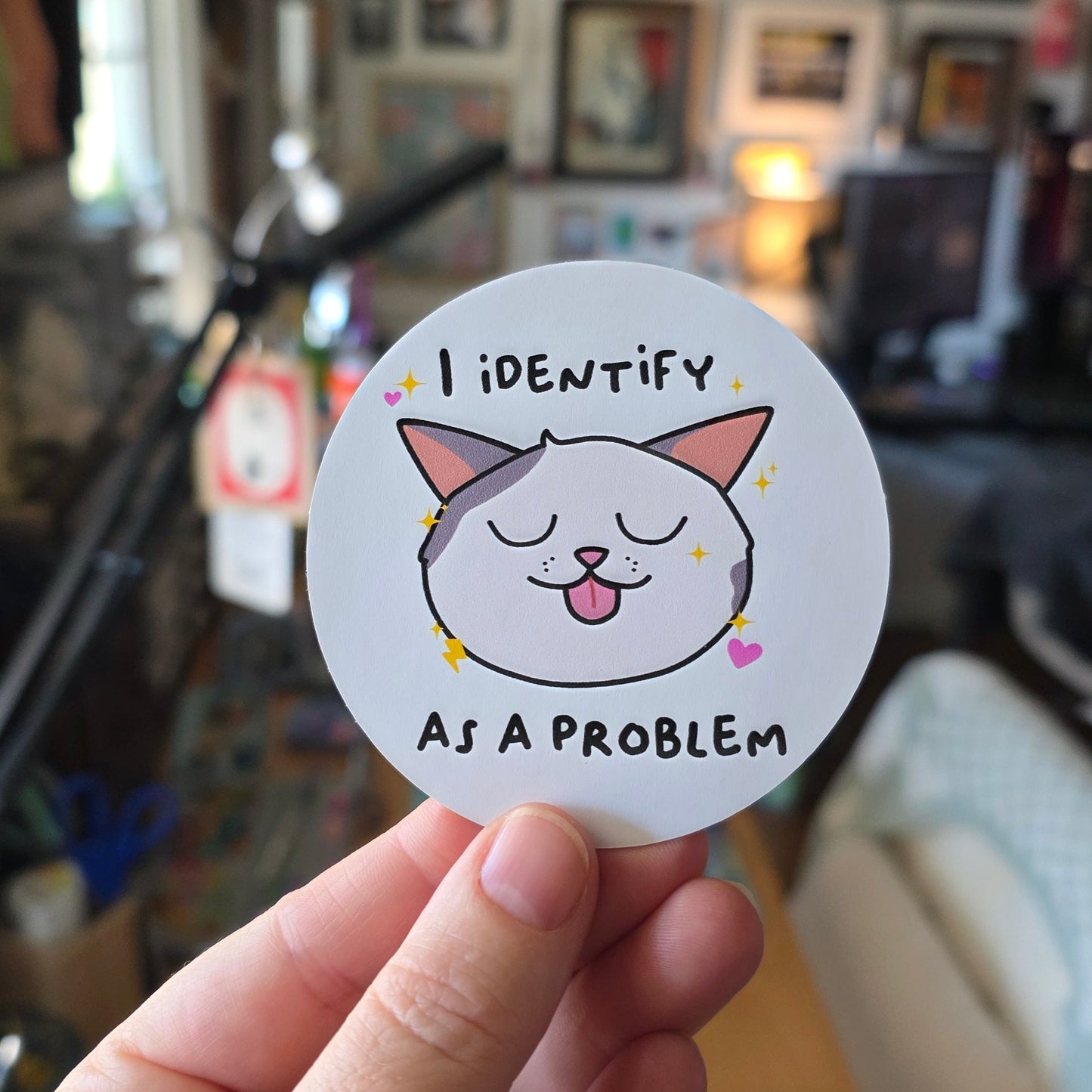 I Identify as a Problem cat 3" Vinyl Sticker
