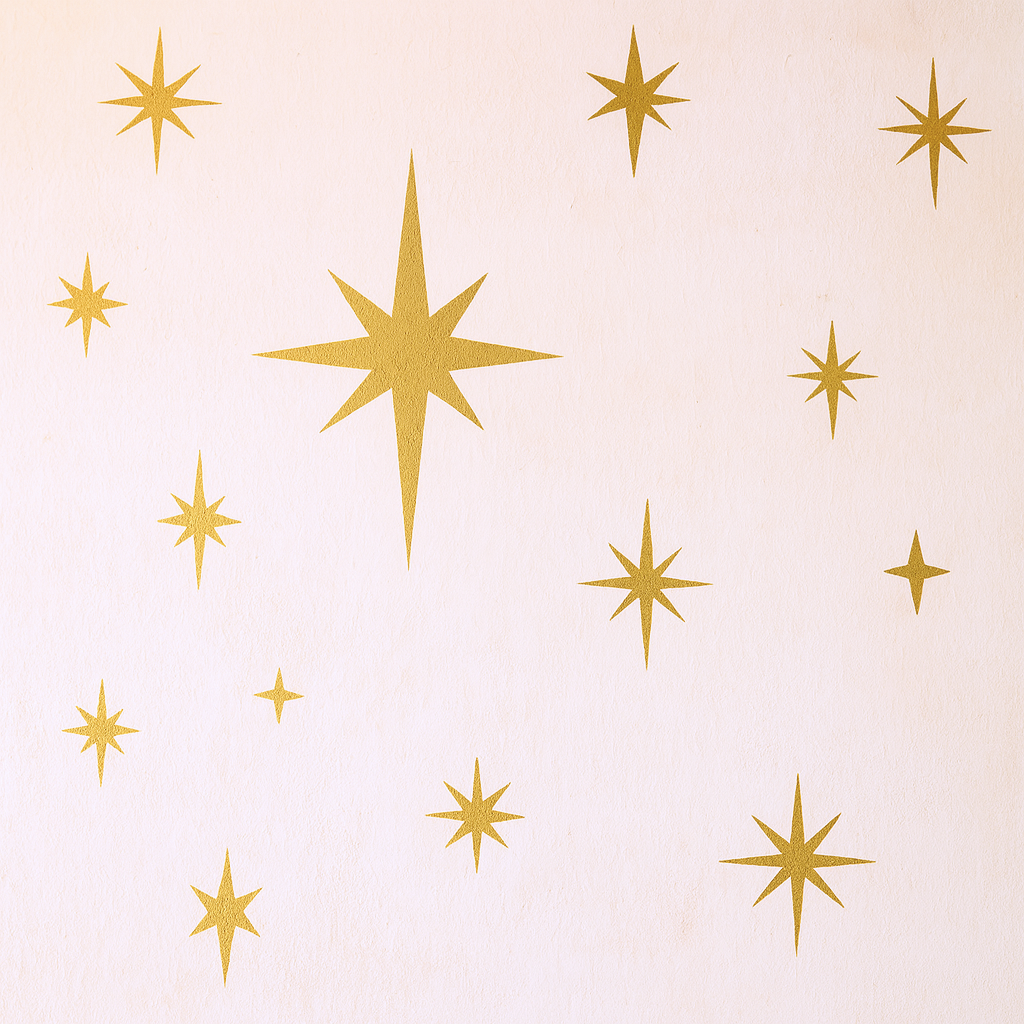 Pattern of gold stars on a light pink background