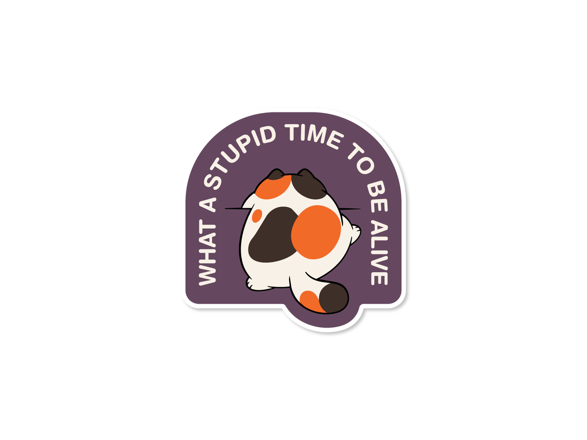 What a Stupid Time to Be Alive Cat Sticker