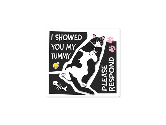 Showed You My Tummy 3" Funny Cat Sticker